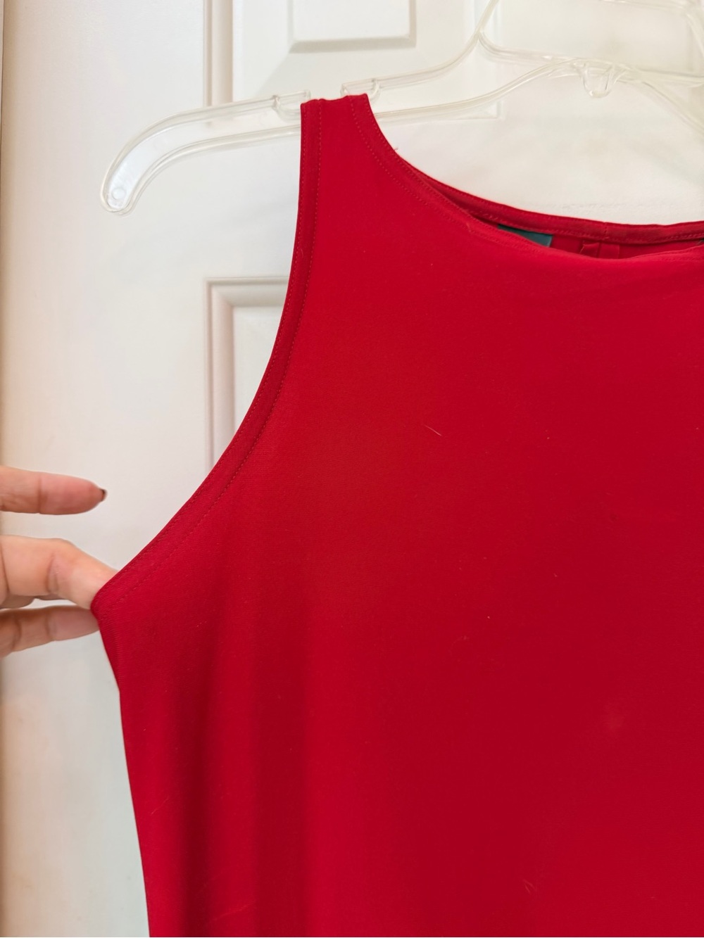 Norma Kamali Sleeveless Red Knit Midi Dress - Classic Fitted Stretch, Sz S - Picture 3 of 15